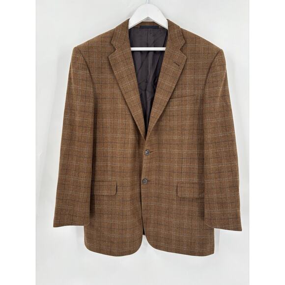 Burberry London Vintage Suit Jacket Mens 42R Brown Plaid Wool